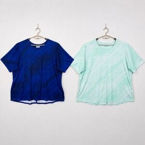 Columbia 2 Pack Chill River Top Blue Mint Palm Split Back Hiking Beach Casual